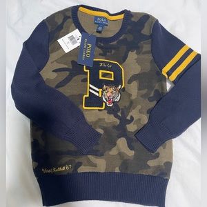 NWT Polo Ralph Lauren Camo Tiger Appliqué Sweater